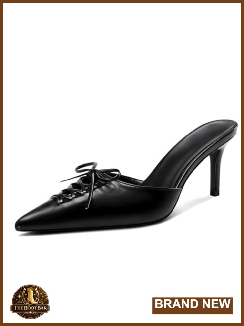 Kitten Heel Pointed Toe Mule Faux Leather Slip On Dress Pump